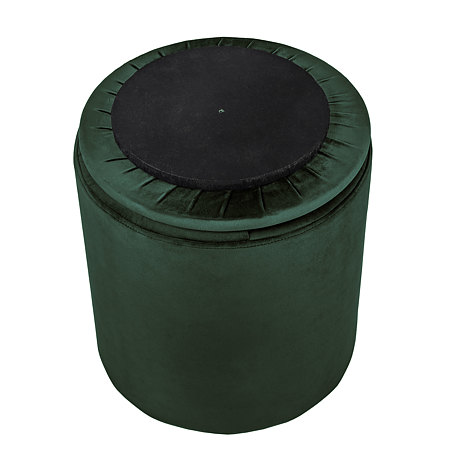 Taburet Nadia, stofa verde H56, cu spatiu depozitare, rotund, 37 x 37 x 42 cm