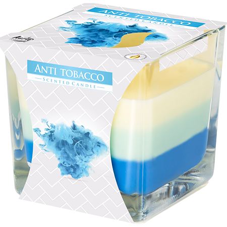 Lumanare parfumata Bispol, pahar transparent, Anti-Tabac, 80 x 80 mm