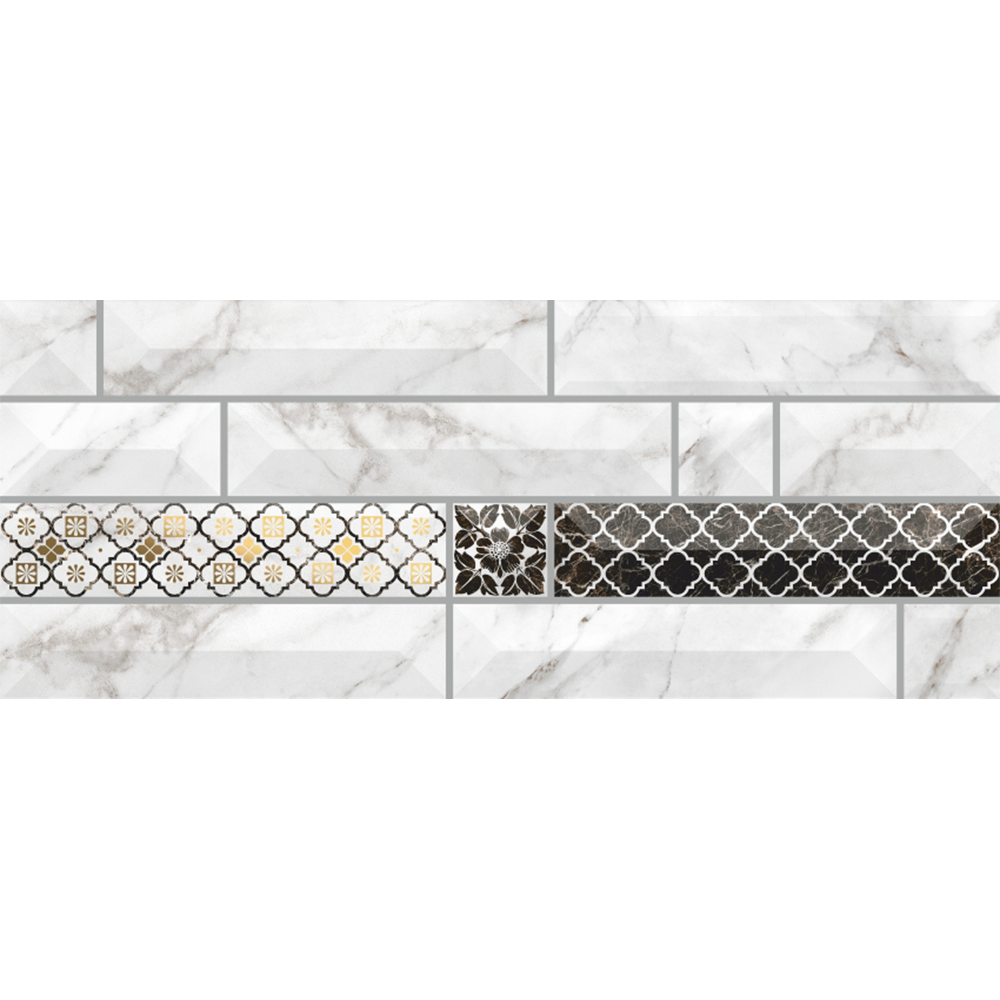 Faianta decorativa Atlantis 7, alb, model geometric cu aspect de marmura, 20 x 50 cm alb