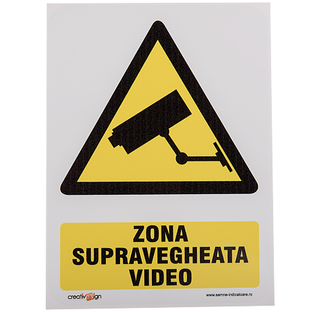 Semn Zona supravegheata video, 15 x 20 cm