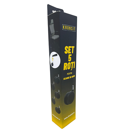 Set 5 roti Kronsit pentru scaun birou, cu pivot, plastic, negru, 60 mm diametru Set 5 roti Kronsit pentru scaun birou, cu pivot, plastic, negru, 60 mm diametru