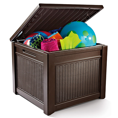 Lada depozitare mutifunctionala Keter Cube Rattan, 208L, plastic, 72,2 x 71 x 59 cm, maro