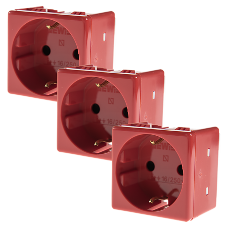 Priza simpla 2P+T System, Gewiss GW20297, 16A, rosu