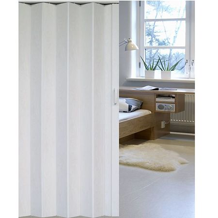 Usa plianta din PVC Accordion, decor alb fume, 203 x 82 cm