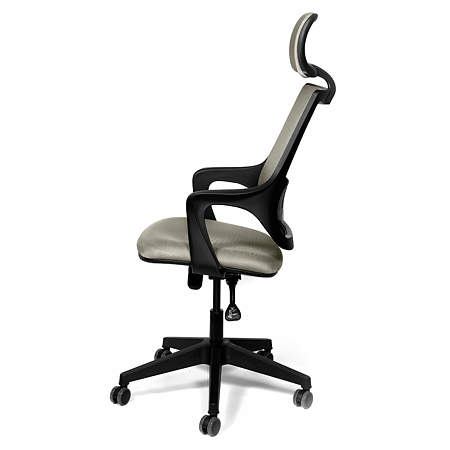 Scaun birou ergonomic gri deschis Kronsit Verona, tapiterie textila, rotativ, reglabil pe inaltime, 59 x 51 x 130 cm