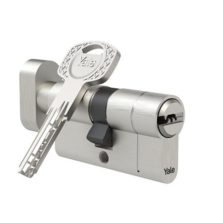 Cilindru cu buton Yale 1350, alama, 30 x 30 mm, 5 chei amprentate