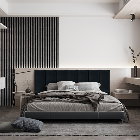Panou decorativ Linea Slim, 3 lamele, MDF, gri urban/negru, interior, 265 x 15 cm