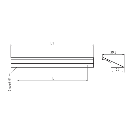Maner AA322 128 mm, aluminiu mat