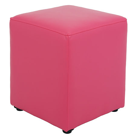 Taburet Cube, tapiterie piele ecologica, roz IP 21896, 45x37x37 cm