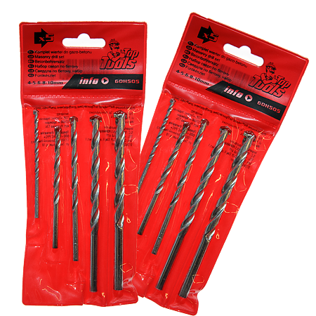 Set 5 burghie Top Tools 60H505, mandrina standard, pentru beton, 4-10 mm