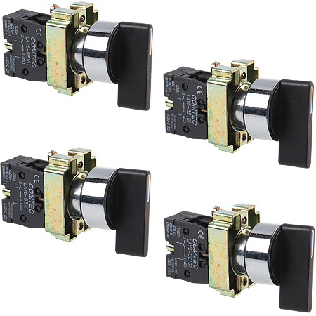 Comutator selector Comtec, maneta scurta, pozitie 0-1 cu retinere, 10A, 660 V