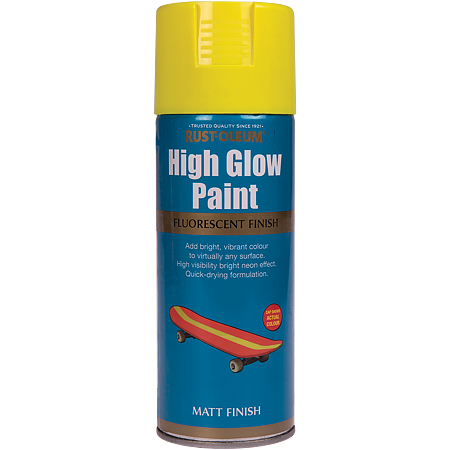 Vopsea spray fluorescenta Rust-Oleum High Glow Paint, galben, lucios, interior/exterior, 400 ml