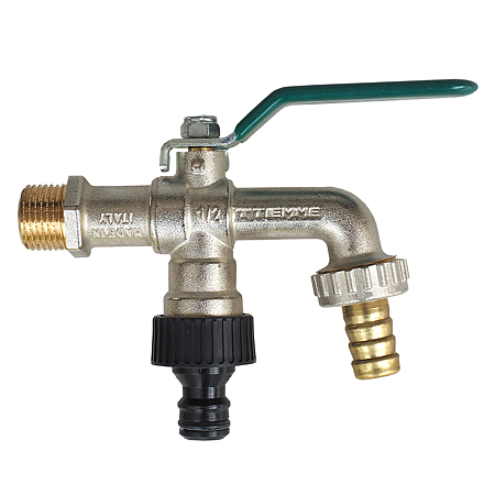 Robinet de gradina Eolo Duplex No Frost portfurtun cu maneta de otel verde plata, 1/2"