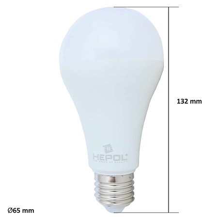 Bec LED Hepol A65, rotund, E27, 18 W, 2100 lm, lumina calda 3000K