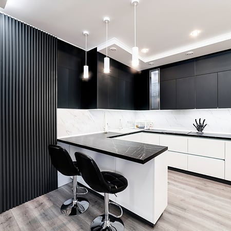 Panou decorativ Linea Slim, 3 lamele, MDF, negru, interior, 265 x 15 cm