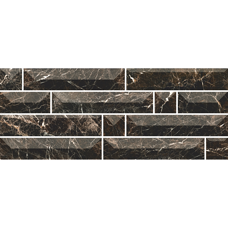 Faianta bucatarie Atlantis 1T, negru, lucios, aspect de piatra, 50 x 20 cm
