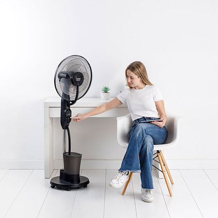 Ventilator nebulizare cu picior Taurus Airbrum 2500, 75 W, 3 trepte, rezervor 2.5 l, negru, H 126 cm