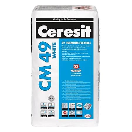 Adeziv flexibil pentru placi ceramice Ceresit CM 49, interior/exterior, alb, 20 kg