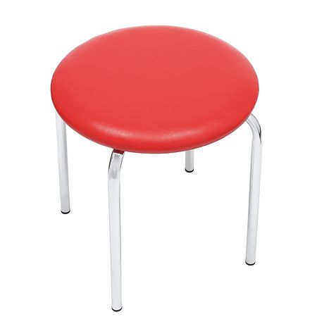 Taburet Sofia din imitatie piele rosu, 45 x 45 x 46 cm