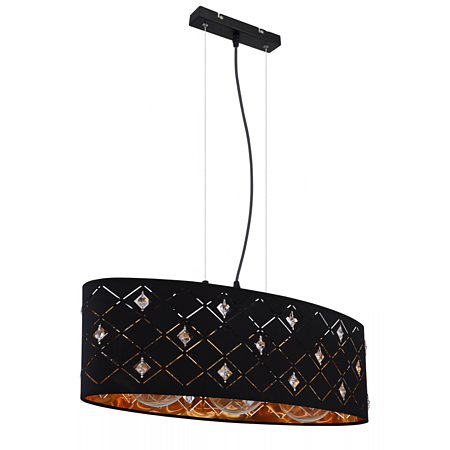 Suspensie Abbey 15448H2, 3 x E27, 180W, 650 mm, negru + auriu