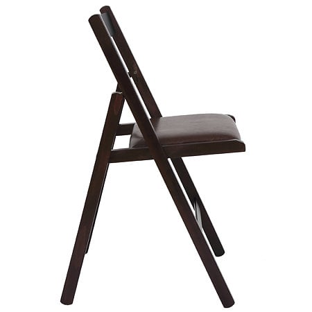 Scaun pliabil lemn Basic, wenge, sezut piele ecologica, 79 x 42 cm