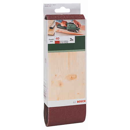 Set 3 benzi de slefuire Bosch, granulatie 40, 75 x 457 mm