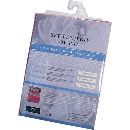 Lenjerie pat 2 persoane Minet Conf, bumbac 100% ,stilizat gri - roze