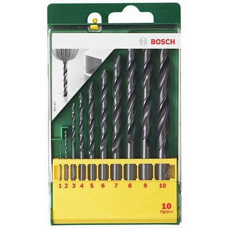 Set 10 burghie Bosch HSS-R, mandrina standard, pentru metal, 1-10 mm