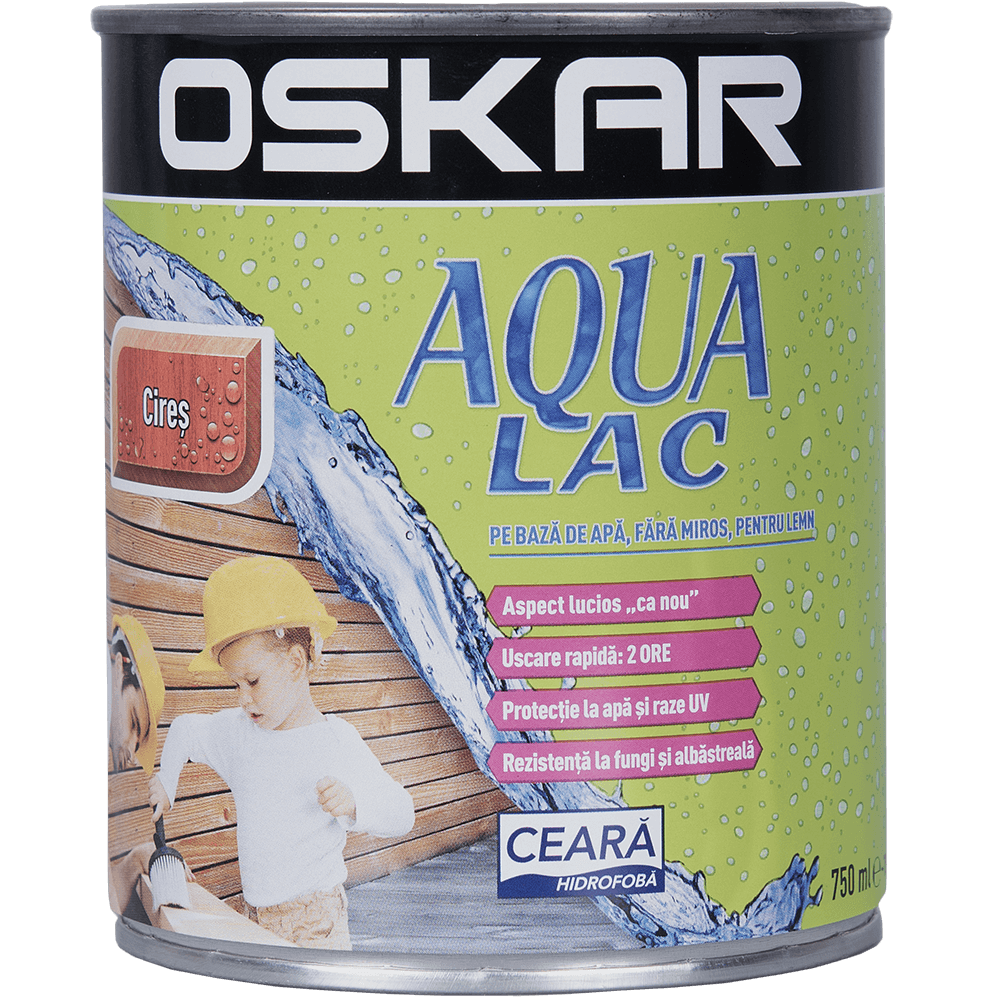 Lac pentru lemn Oskar Aqua, cires, interior/exterior, 0.75 l