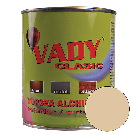  Vopsea alchidica Vady clasic, pentru lemn/metal/zidarie, interior/exterior, crem, 0,6 l
