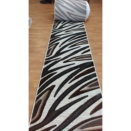 Traversa, Runner Geo Hand Carved, bej/ maro/negru, 0.8 m Traversa, Runner Geo Hand Carved, bej/ maro/negru, 0.8 m