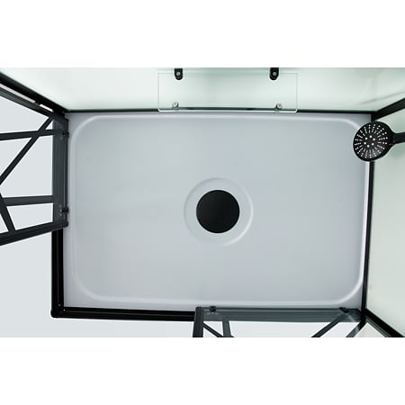 Cabina de dus Sanotechnik Deco Black 2, dreptunghiulare, sticla 5 mm, Easy-Clean, profile aluminiu negre mate, cu hidromasaj, 120 x 80 x 215 cm