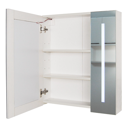 Oglinda cu dulap baie Badenmob LED Edge, PAL, alb, 60 x 15 x 68 cm