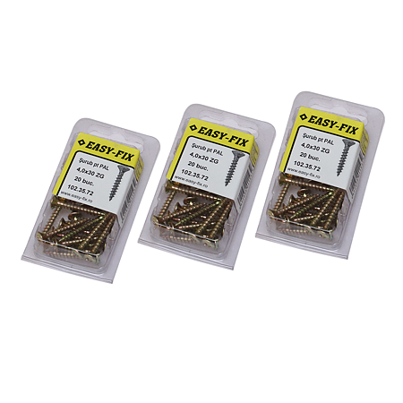 Set holsuruburi, cap semibombat, otel, 4 x 30 mm, 20 bucati