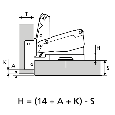 Balama usa aplicata FGV M Slide-On, deschidere 175 grade, diametru cupa 35 mm, otel, crom
