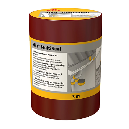 Banda bituminoasa autoadeziva pentru etansare Sika MultiSeal, folie aluminiu, polimer, teracota, 3 m x 200 mm