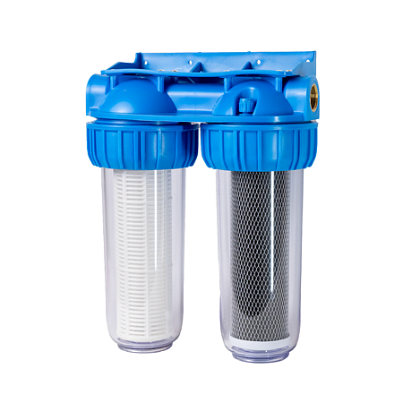 Filtru de apa, cartuse filtrante, sita + carbune activ, 10” cu 1” in linie