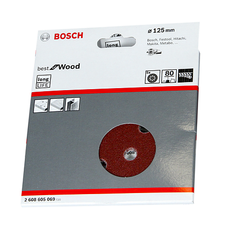 Foi abrazive Bosch, granulatie 80, 125 mm, 5 bucati