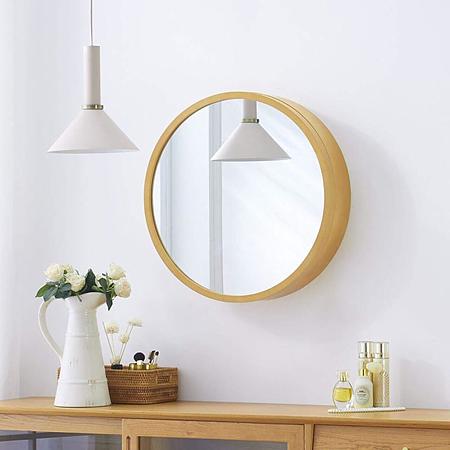 Oglinda de baie cu dulap Hausberg DL1, deschidere prin culisare, rotunda, PAL, maro, Ø50 cm x 13 cm