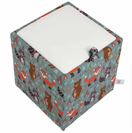 Taburet Box piele ecologica, microfibra, multicolor, cu depozitare, 37 x 37 x 42 cm