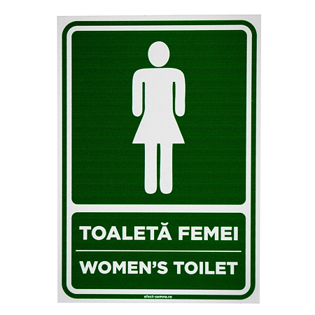 Semn de informare acces toaleta femei A6, 15 x 10.5 cm