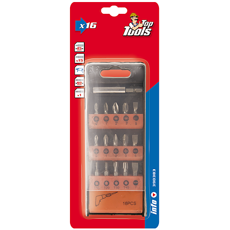 Set 16 varfuri surubelnita Top Tools, cu maner