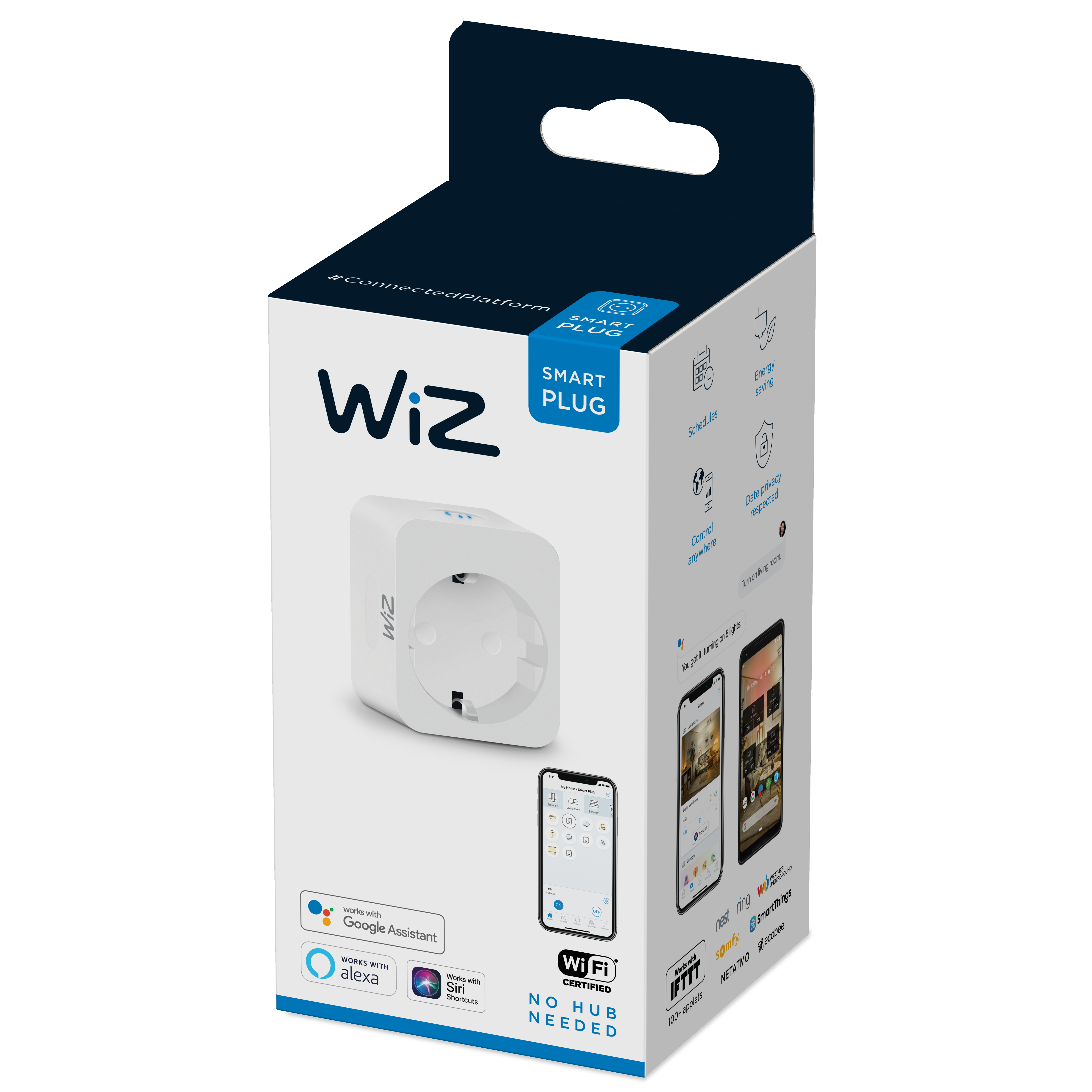 Priza inteligenta cu Wifi Wiz Connected Light, programabil, alb, 5.9 cm