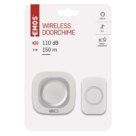 Sonerie wireless Emos P5733W, 150 m, IP44, 36 melodii
