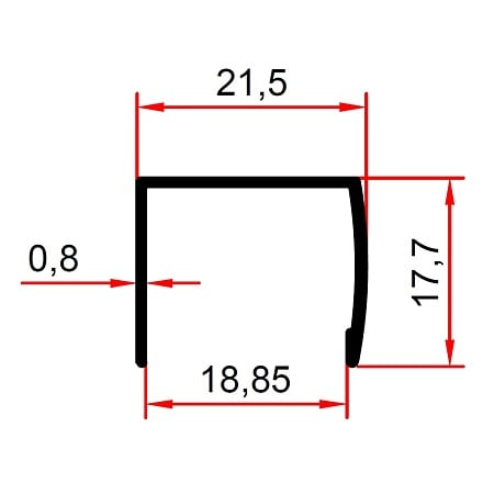 Profil din aluminiu tip U, alb, 2.5 m