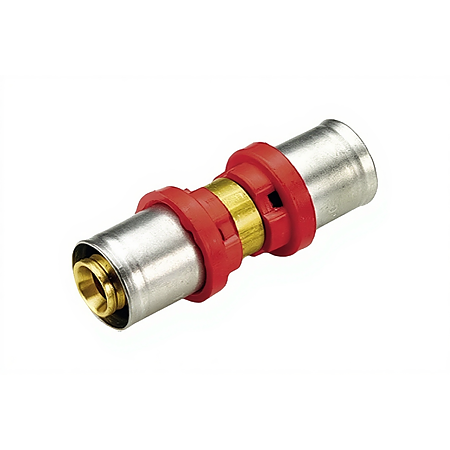 Racord drept dublu cu presare multistrat Tiemme, alama, Ø20-16 mm