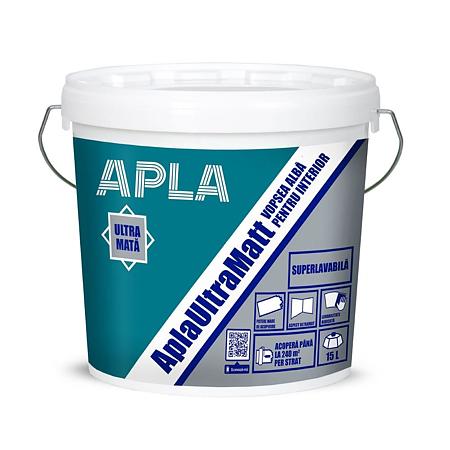 Vopsea superlavabila interior Apla Ultra Matt, alb, 15 l
