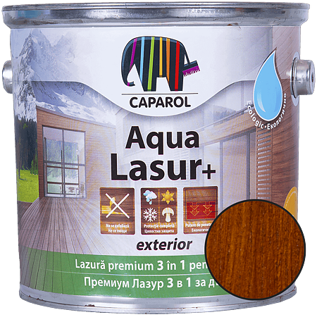 Lazura pentru lemn de exterior Caparol Aqua Lasur +, tec, 2,5 l