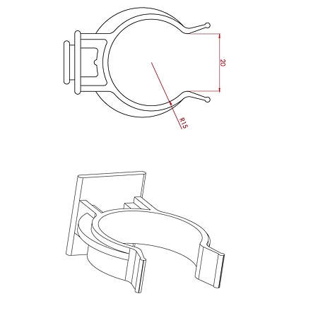 Clips pentru picior, negru, plastic, 30 mm