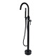 Baterie cada freestanding Axys Seel, fixare in podea, alama, negru, monocomanda, 109 x 95.5 x 16 cm
